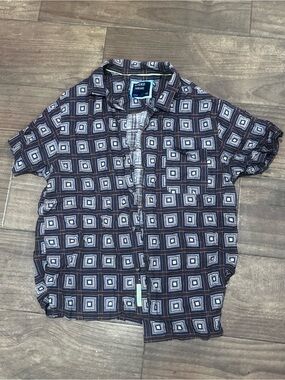 Aventura Navy Geometric Short-Sleeve Button-Down Shirt - Men's